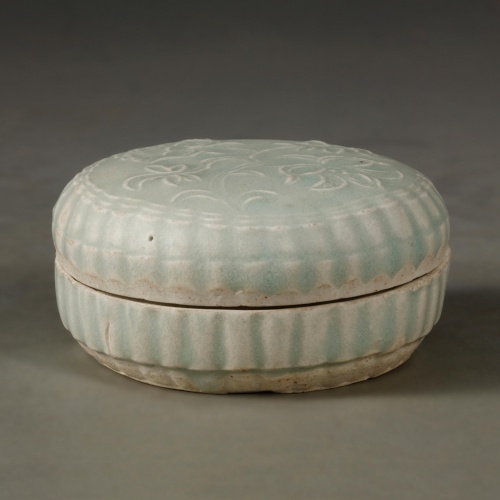 中国美術 青釉 楕円形 盤 水盤 洗 23.3cmx16.7cm(LC315)（典藏）